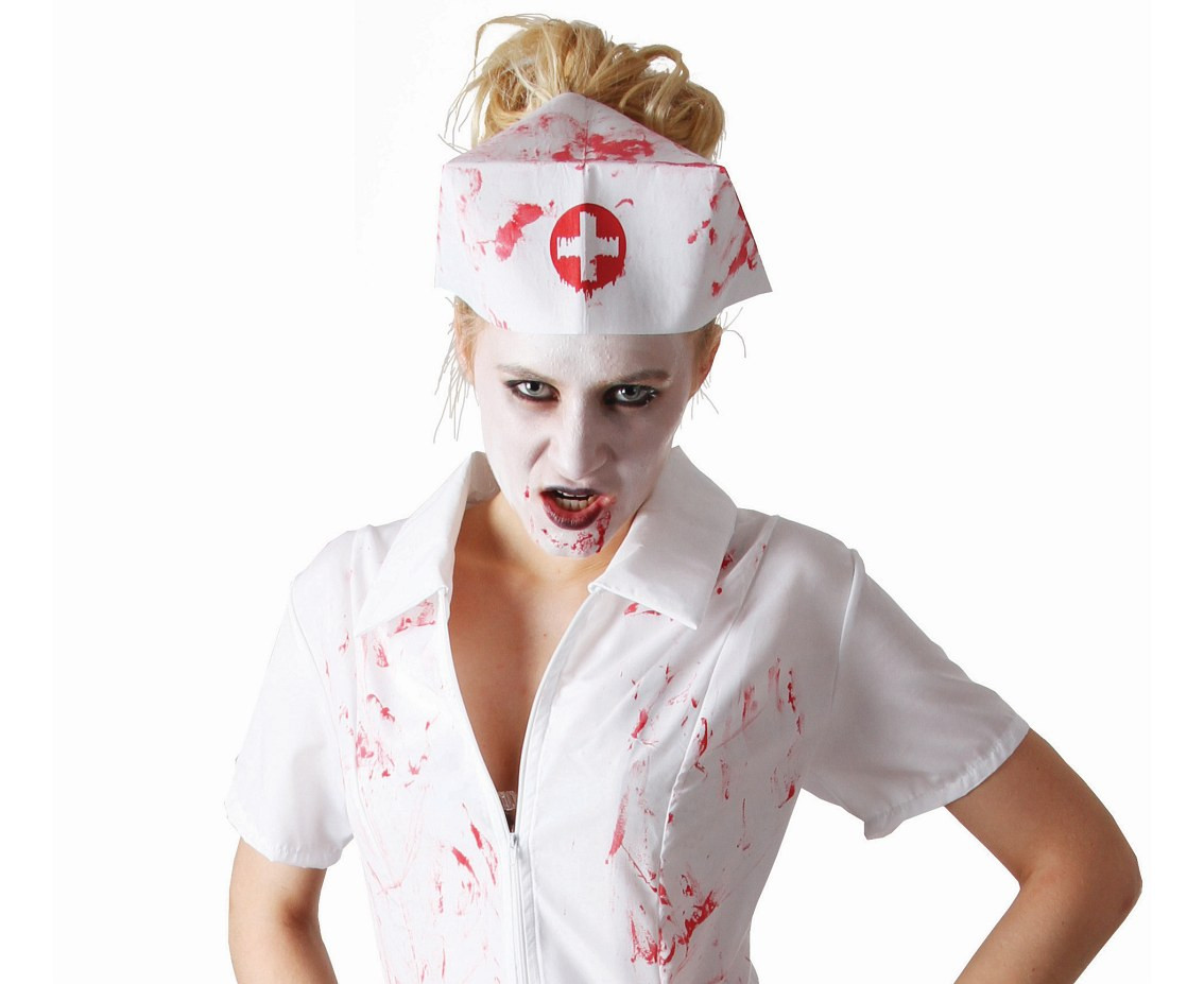 Role play-set for adult Nurse Zombie (dress, cap), size S